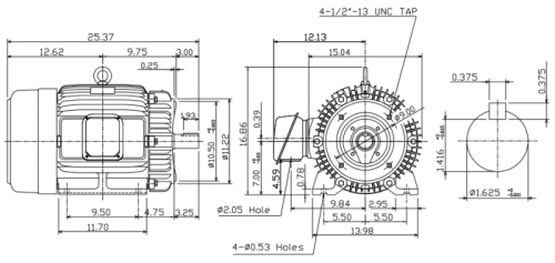 284tsc Frame Chart.pdf Teco NP0252C Footed C-Face 25HP 3600RPM 284TSC FRAME Motor