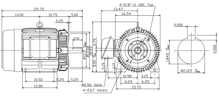 Teco NP0256C Footed C-Face 25HP 1200RPM 324TC FRAME Motor